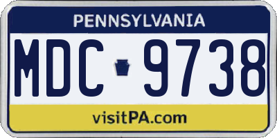 PA license plate MDC9738