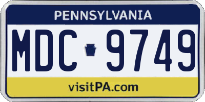 PA license plate MDC9749