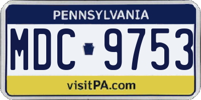 PA license plate MDC9753