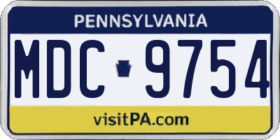 PA license plate MDC9754