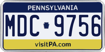 PA license plate MDC9756