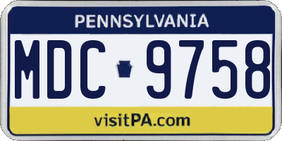 PA license plate MDC9758