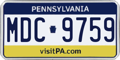 PA license plate MDC9759