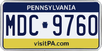PA license plate MDC9760