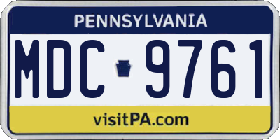 PA license plate MDC9761