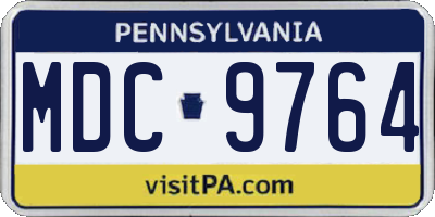 PA license plate MDC9764