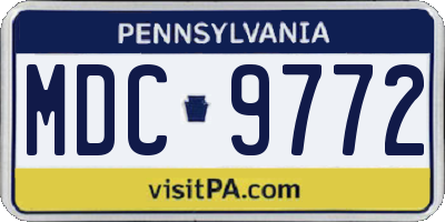 PA license plate MDC9772