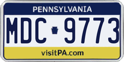 PA license plate MDC9773