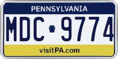 PA license plate MDC9774