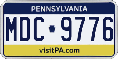 PA license plate MDC9776