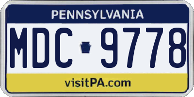 PA license plate MDC9778