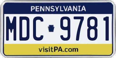 PA license plate MDC9781