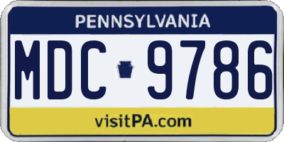 PA license plate MDC9786