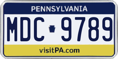 PA license plate MDC9789