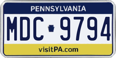 PA license plate MDC9794