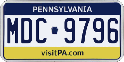 PA license plate MDC9796