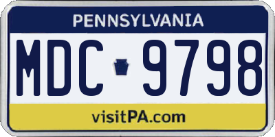 PA license plate MDC9798