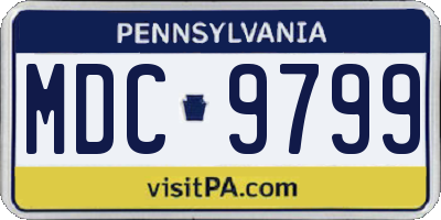 PA license plate MDC9799