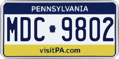 PA license plate MDC9802
