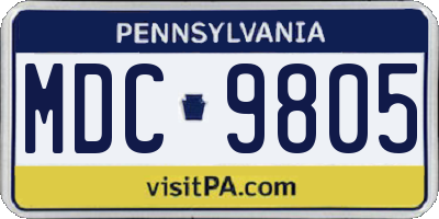 PA license plate MDC9805