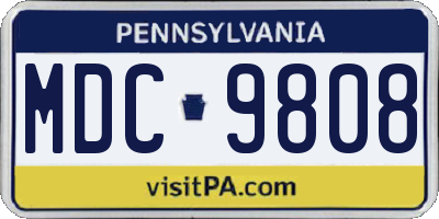 PA license plate MDC9808