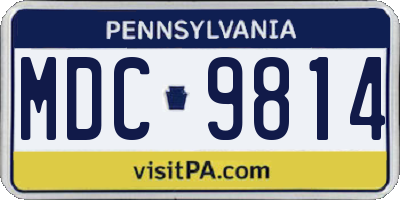 PA license plate MDC9814