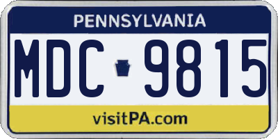 PA license plate MDC9815