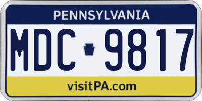 PA license plate MDC9817