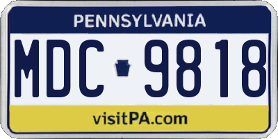 PA license plate MDC9818