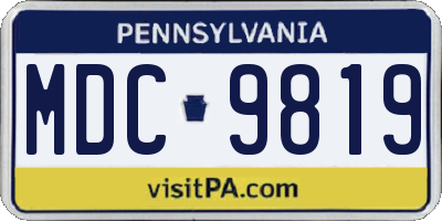 PA license plate MDC9819