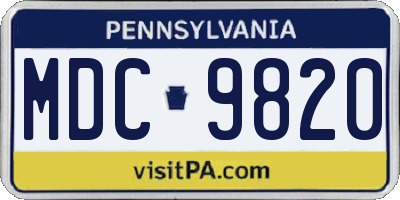 PA license plate MDC9820