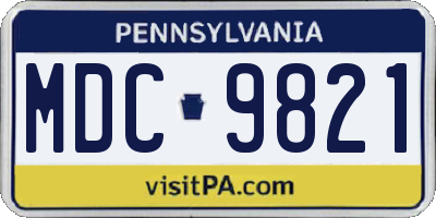 PA license plate MDC9821