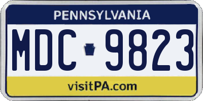 PA license plate MDC9823