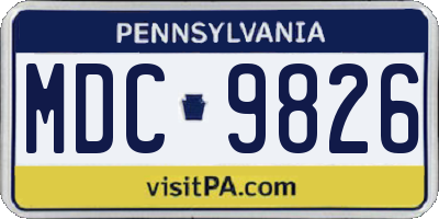 PA license plate MDC9826