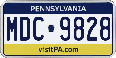 PA license plate MDC9828