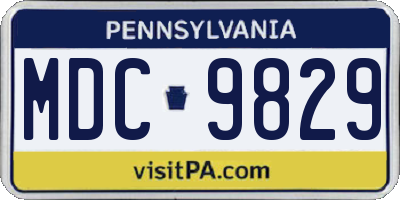 PA license plate MDC9829