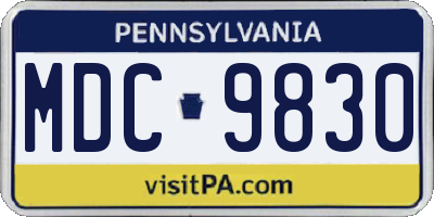 PA license plate MDC9830