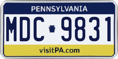 PA license plate MDC9831