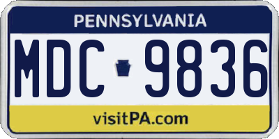 PA license plate MDC9836