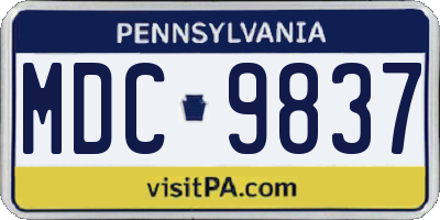 PA license plate MDC9837