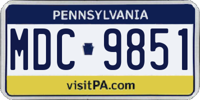 PA license plate MDC9851