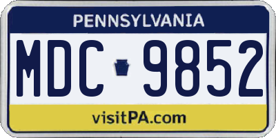 PA license plate MDC9852