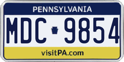 PA license plate MDC9854