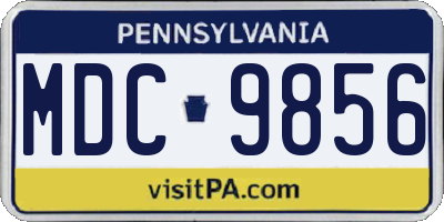 PA license plate MDC9856