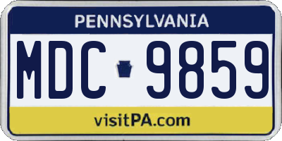 PA license plate MDC9859