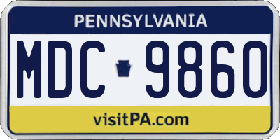 PA license plate MDC9860