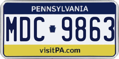 PA license plate MDC9863