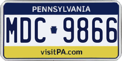 PA license plate MDC9866