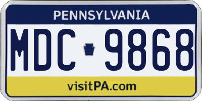 PA license plate MDC9868