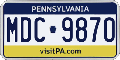 PA license plate MDC9870